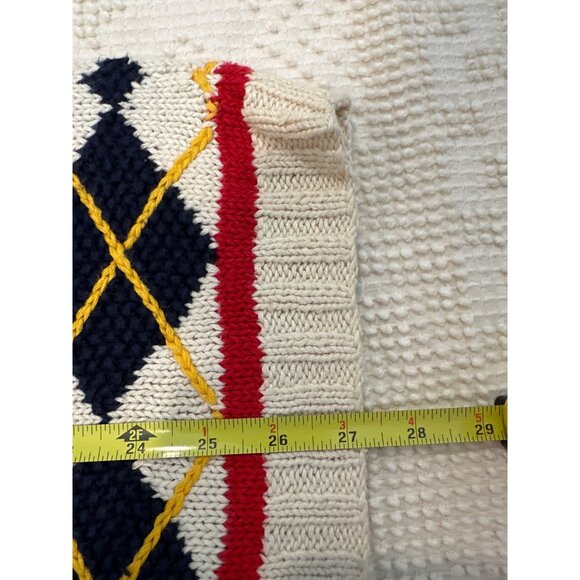 Marisa Christina Womens Hand-Knit Sweater Golf Vtg Argyle Cotton Blend Vtg RARE - Picture 9 of 12